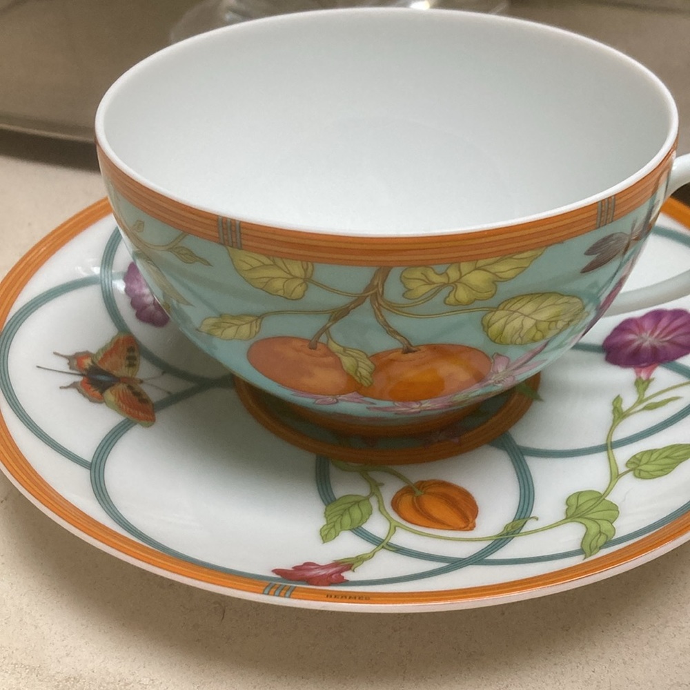 ☘️🎊🍾HP Hermes Siesta Island cup and saucer MULTIPLES AVAILABLE 💕🎈🍾
